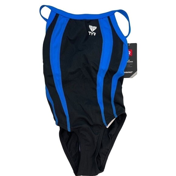 TYR Durafast YOUTH Alliance Splice DiamondBack 1pc Swimsuit Blue Size 22 (6/6X) - Picture 8 of 8